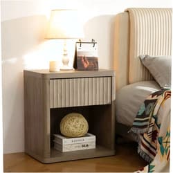 SICOTAS Night Stand Nightstand with Drawer Storage Bed Side Table End Table Large Modern Wood Wide Bedside Stand Mid Century Night Stands for Bedroom Living Room Sofa Couch Home Office (Grey)