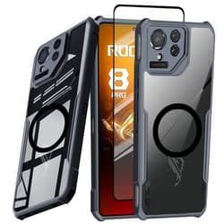 Guizzcg Case for ASUS ROG Phone 8 Pro 5G Case [Compatible with Magsafe],Ultra-Thin Cover Soft TPU Bumper + Acrylic Back Military Grade Airbags Drop Protection[1 Tempered Film], Magnetic Black