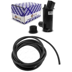 Mean Mug Auto 16212-8833C Windshield Washer Pump w/Grommet with 3 Meter Hose and 10 Pcs Connectors - Compatible with Hyundai, Kia - Replaces OEM #: 98510-26000, 9851-1C000, 98510-2G000, 98510-1C500