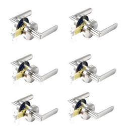 Dearstar 6 Pack Privacy Door knobs,Nickel Door Handle Interior, Door Levers for Bedroom or Bathroom, Keyless Heavy Duty Door Knob, Fashion Modern Design Door Lock