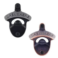 HAIICEN Old Fashion Wall Mounted Bottle Opener, Stainless Screw in Beer Bottle Cap Opener OPEN HERE Black and Rustic Copper (2PCS)