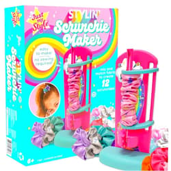 Just My Style D.I.Y. Scrunchie Maker by Horizon Group USA, Design Your Own Colorful Satin Scrunchies Hair Bands, Easy-to-Use Tool & Gemstones Included