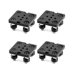 QWORK Small V-Wheel Plate, 4 Pack Gantry Rod Plate with Wheel, for 2020 Aluminum Profile, CNC and 3D Printer Parts Black Wheel