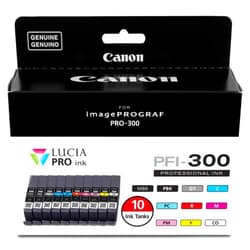 Canon PFI-300 Lucia PRO Ink, 10 Ink Tanks, Compatible to imagePROGRAF PRO-300 Printer, Multi, Standard (4192C007)