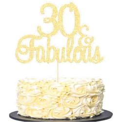 Gyufise 1Pcs Gold Glitter 30 & Fabulous Cake Toppers 30 and Fabulous Cake Toppers for Happy 30th Birthday Cheers to 30 Party Decorations 30 Anniversary Birthday Cake Decorations Supplies
