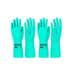 PACIFIC PPE 2 Pairs Nitrile Chemical Resistant Gloves, Flocked, Resist Strong Acid, Alkali, 15 mil, 12.6