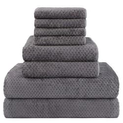 HOMEXCEL 8 Piece Bath Towel Set, Microfiber Bathroom Towel - 2 Bath Towels, 2 Hand Towels, and 4 Wash Cloths, Super Soft, Highly Absorbent Towels for Bathroom, Gym, Hotel, and Spa (Grey)