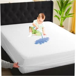 MERITLIFE 2 Pack (Queen Size+Full Size) Premium 100% Waterproof Queen Mattress Protector,4D Air Cooling 300GSM Mattress Pad Cover,Breathable All-Round 360° Bed Mattress Topper Protection Noiseless Vinyl Free