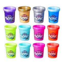 Play-Doh Slime HydroGlitz 12 Multipack of Assorted Metallic Colors for Kids 3 Years and Up, Slippery and Smooth Texture, Non-Toxic