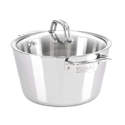 Viking Culinary Contemporary 3-Ply Stainless Steel Dutch Oven, 5.2 Quart, Includes Glass Lid, Dishwasher, Oven Safe, Works on All Cooktops including Induction