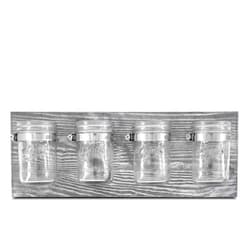 BeSuerte Rustic Antique Mason Jar Organizer Hanging Wall Holder for Home Decor, Bathroom, Kitchen, Office, Farmhouse with 4-Jar,Gray