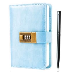 WEMATE Journal with Lock, Diary with Lock 192 Pages, Password Notebook, Pen & Gift Box - Perfect for Men and Women - 4.3X 6.18in Light Blue Keep Your Secrets Safe