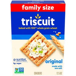 Triscuit Original Whole Grain Wheat Crackers, Vegan Crackers, Family Size, 12.5 oz