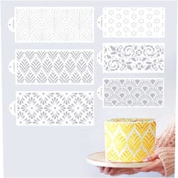 LYMSSESS 6PCS Cake Stencils Decorating Buttercream, Stencils for Cake Decorating, Floral Hollow Lace Cake Stencils & Templates for Wedding & Birthday Cake Decor (Style B)