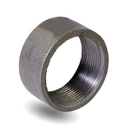 Supply Giant NCID0334 1-1/2'' Black Merchant Steel Half Coupling with Female Connection with Straight Tapped Thread