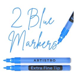 ARTISTRO 2 Blue Acrylic Paint Markers - 0.7mm Extra Fine-Tip Paint Pens - Perfect for Crafting, Art Projects, & More
