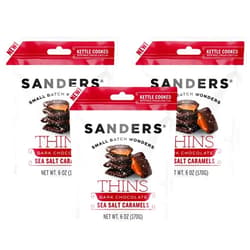 Sanders Dark Chocolate Sea Salt Caramel Thins 3-Pack (3 x 6 oz. pouch)