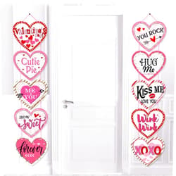 Blulu Valentine's Day Heart Banner for Conversation Valentines Day Decoration Candy Heart Medium Sign Valentine Crafts Supplies Red Pink White Heart Shape Romantic Sign Decor