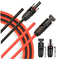 JYFT 10AWG(6mm²) Solar Extension Cable with One-Free PV Compatible Female and Male Connector (6FT Red + 6FT Black)