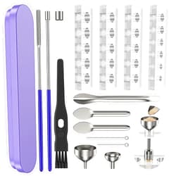 NPDUTTD 15Psc Filling Tools Tray Kit - Capsule Tamper Filler Maker Tool & Tray Holder - for Home & Lab Empty Gel Spoon Scoops Funnel Fill Size #000 00 0 1 2 3 Funnels