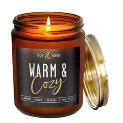 Soy and Sass Christmas Candles, Fall Candles, Warm and Cozy' Soy Candle I Berries, Apple & Cinnamon I Infused w/Essential Oils I Warm n Cozy Home Decor I Winter and Holiday Candle I 50Hr Burn I USA Made