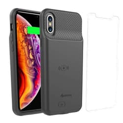 Alpatronix iPhone Xs/X Battery Case, Alpatronix BXX Wireless Portable Power Bank and iPhone Xs Slim Charger, 50% Faster Charging Battery Pack, Original iPhone Lightning Chip – Black