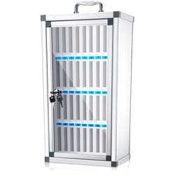 Amylove Cell Phone Locker Cabinet Aluminum Alloy Pocket Chart Storage Locker Box Cabinet Wall-Mounted Cell Phones Storage Cabinet Cell Phones Locker Box with Handle for Office Classroom Gym (36 Slots)