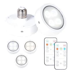 Larkar Battery Operated Light Bulbs 2 Pack 2700K-6500K for Lamps with Remote Controller AA Battery Light Bulb Dimmable Wireless Battery Powered LED Puck Lights with E26/E27 for Wall Light