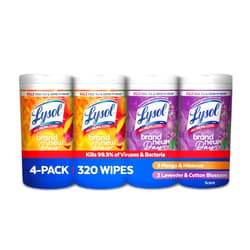Lysol Disinfecting Wipes Bundle, Home Apartment Dorm Room Essentials and Cleaning Supplies, All Purpose Cleaner, Multi-surface Cleaning & Sanitizing Wipes, Lavender & Mango Scents, 80 Count (4pk)