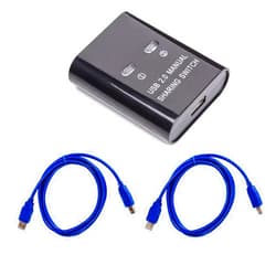 PATIOSIR 1Printer Sharing Switch, Manual Switcher Adapter, 2 Computer Share 1 Printer Scanner USB Device Hub with 2 Pack Male Cables