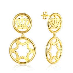 Wilhelmina Collective Crown and Circle Fashion Earrings - Gold Plated Sterling Silver Jewelry