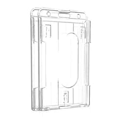 Pawfly 2 Pack Vertical 2-Card Badge Holder with Thumb Slot Hard Transparent PC Case Protector for Office School IDs Credit Cards Driver’s Licenses and Passes