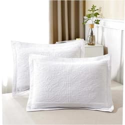 ANGIYUIN 100% Cotton White King Pillow Shams, Super Soft and Cozy, Wrinkle, Fade, Stain Resistant Bed Pillow Shams, 20x36 Inches Printed Floral Bed Pillow Covers Set