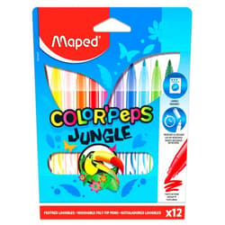 Maped Color'Peps Jungle Fine Tip Washable Markers, Assorted Colors, Pack of 12 (845420)