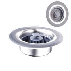 YAHUAA 3 in 1 Kitchen Sink Drain Strainer and Stopper Set, Premium 316 Stainless Steel Metal Anti-Clogging Basket Strainer, Pop Up Sink Stopper for US Standard 3-1/2 Inch Drain
