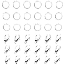 Pengxiaomei 170PCS Silver Lobster Claw Clasps with Open Jump Rings Set Jewelry Clasps Lobster Claw Clasps for Jewelry Making Findings and Bracelets Stocking Stuffers for Women(Silver)
