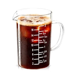 BCnmviku Graduated Glass Measuring Cup -500 ML /16 Oz/ 2 Cup Easy to Read [Insulated Handle | V-Shaped Spout] - High Borosilicate Glass Measuring Cup for Kitchen or Dining (500ml)