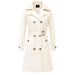 Chrisuno Women's Double Breasted Long Trench Coats Mid-Length Belted Overcoat Dress Jacket with Detachable Hood