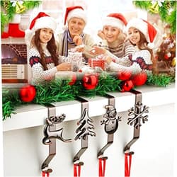 HelaJoy Stocking Holders for Mantle - Christmas Stocking Holder for Mantle Christmas Stocking Hangers for Mantel Stocking Hooks for Fireplace Stocking Holders Stocking Hanger for Christmas Decoration