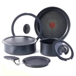 T-fal Ingenio Expertise Non Stick Cookware Set 8 Piece, Induction, Oven Broiler Safe 500F, Stackable Cookware, Pots and Pans, RV, Camping, Fry Pans, Dishwasher Safe, Detachable/ Removable Handle Black
