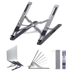 Yomigoo Portable Laptop Stand for Desk, Laptop Accessories Adjustable Ventilated Ergonomic Aluminum Laptop Holder Riser, Compatible with 10-15.6” Laptops,Tablets,Graphic Tablets(Space Grey)
