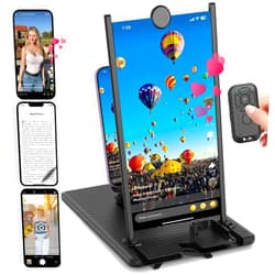 SEANCHEER 5-in-1 Vertical Phone Screen Magnifier HD with Bluetooth Remote, 3D Portable Foldable Smartphone Stand for | TikTok | YouTube | FB | IG | Scrolling - Gift for Mom, Dad & Family (Black, 12