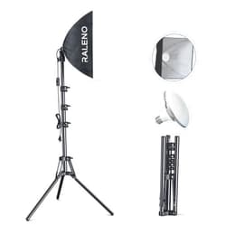 RALENO Softbox Lighting Kit, 16'' x 16'' Photography Studio Equipment with LED Bulb (50W | 5500K | 97 CRI | TLCI≥97), Continuous Lighting for Video Recording & Photography Shooting | Model: PS075