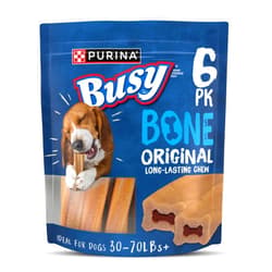 Purina Busy Bone Adult Dog Chew Bone Treats, Original - 6 ct. Pouch