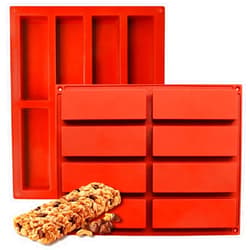 Saravivi 2Pcs 8 Cavity Granola Bar Mold Silicone Mold, Rectangle Molds for Energy Bar, Silicone Baking Molds for Large Granola Bar