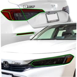 BOGAR TECH DESIGNS Full Headlight Taillight Reflector Sidemarker and Third Brake Light Tint Kit Compatible with and Fits Honda Civic Sedan 2022-2025, Dark Smoke