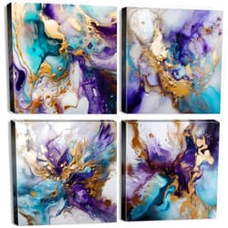 Generic BL BORLINART Purple Abstract Canvas Wall Art Purple and Gold Pictures Wall Decor Marble Paintings Modern Home Decor Fantasy Abstract Ink Prints Poster Artwork for Bedroom Living Room Decorations
