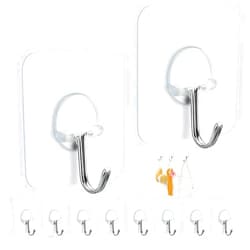 FOTYRIG Adhesive Hooks Heavy Duty Wall Hooks Sticky Hooks for Hanging Wall Hangers Without Nails 15lb(Max) 180 Degree Rotating Seamless Stick on Bathroom Kitchen Office Outdoors-10 Packs