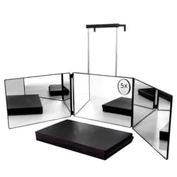 PIVBY 3 Way Mirror for Hair Cutting, 360° Mirror for Haircuts for Men, Barber/Self Cut Mirror with Height Adjustable Telescoping Hooks, and 5X Magnifying for Makeup and Hair Styling