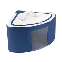 DUDNJC Foldable Storage Bins Cubes Boxes with Lid, Triangle Corner Collapsible Fabric Storage Box Navy
